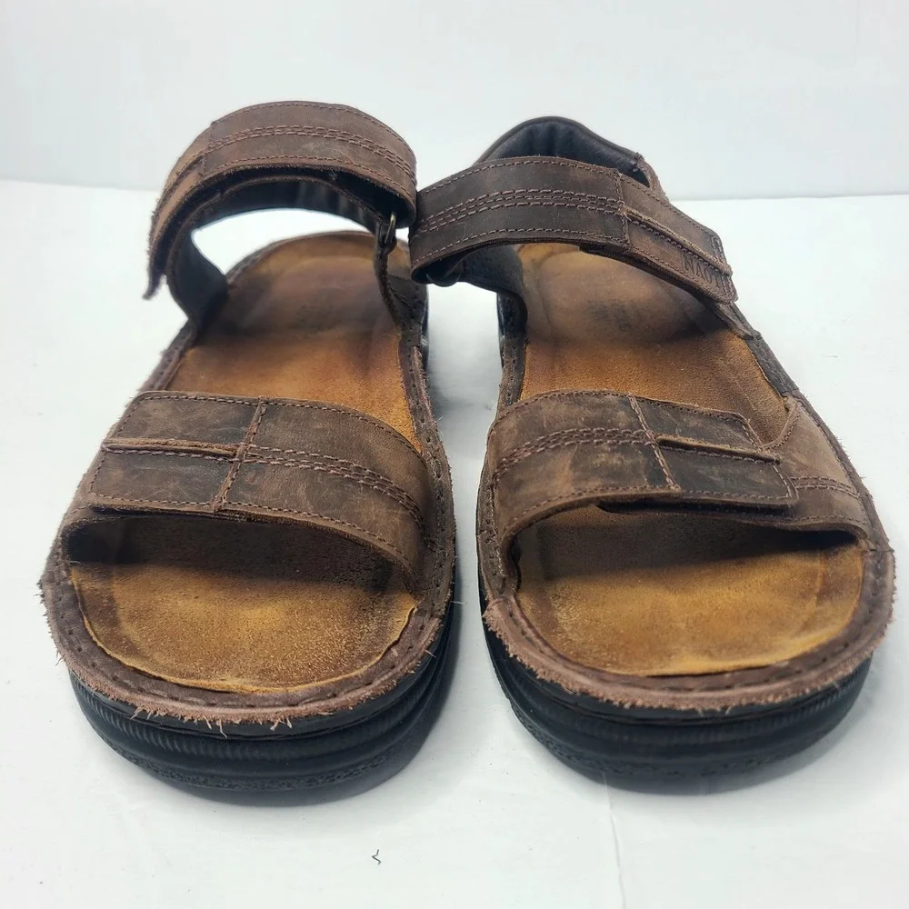 Naot Arthur Brown Leather Crazy Horse Men's Sandals Adjustable Strap EU 43 US 10